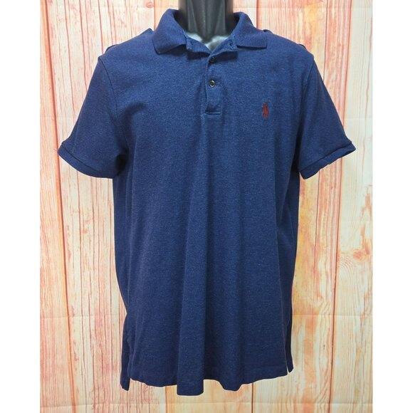 Polo Ralph Lauren Mens Pima Stretch Mesh Navy Polo Shirt Medium - Picture 1 of 8